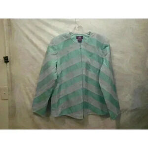 JDS COLLECTION Green Leather Chevron Pattern Jacket - Size 1X